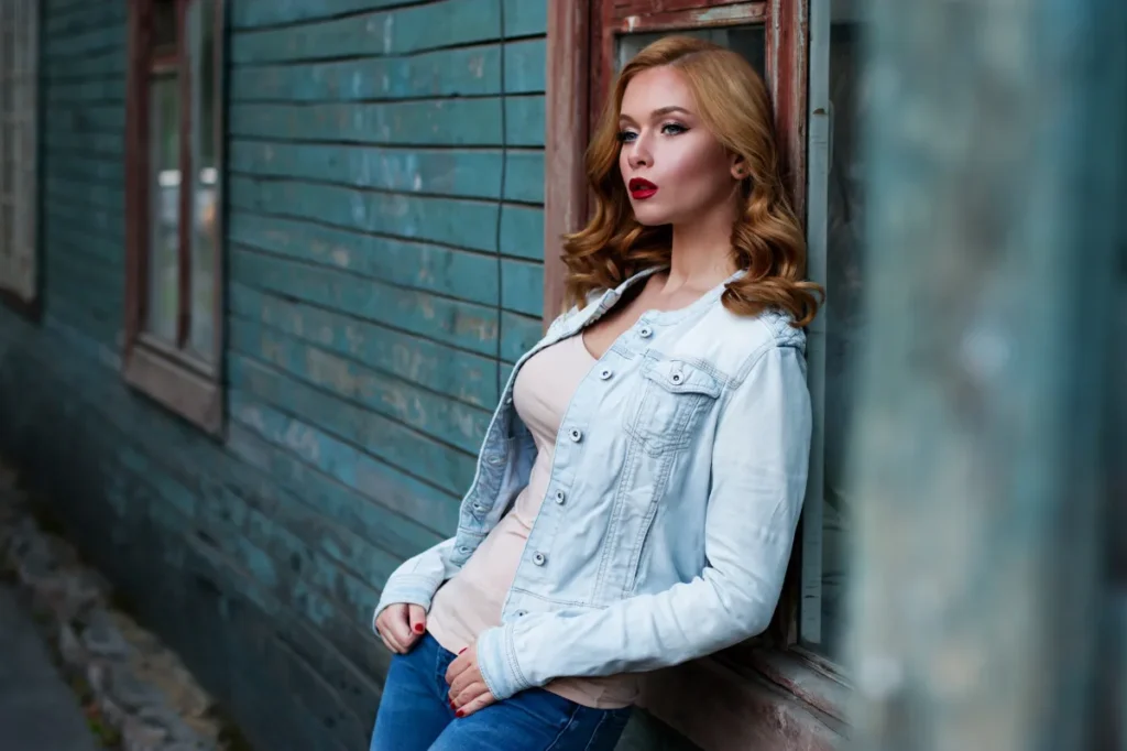 girl red hair makeup wooden wall loft russian model beauty 1177669