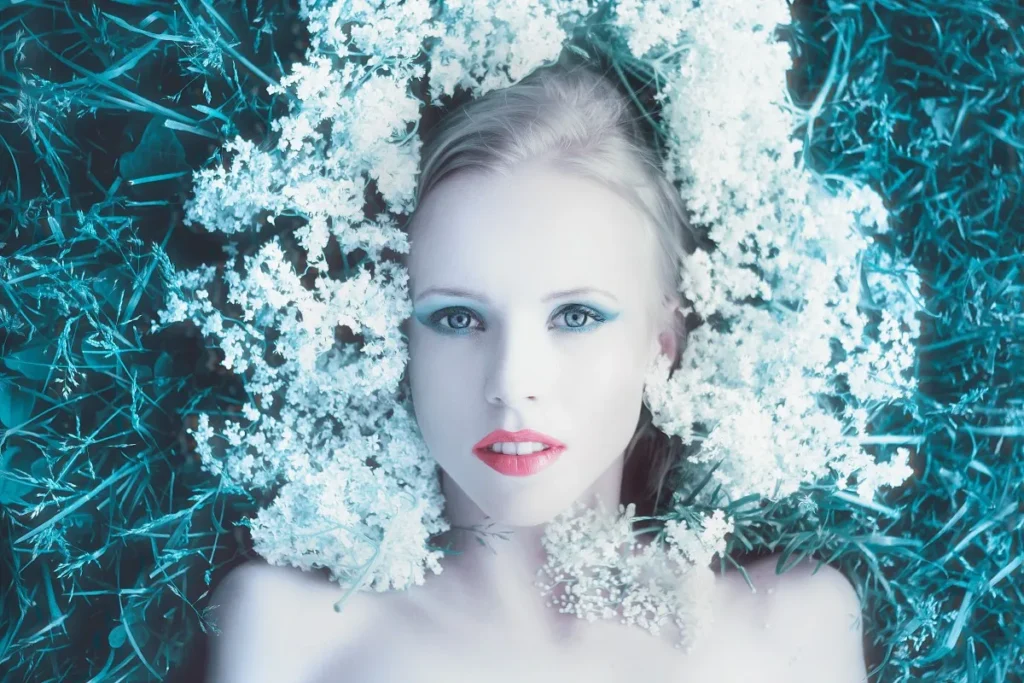 girl with flowers photoshoot hair style model emotions fashion female 628722